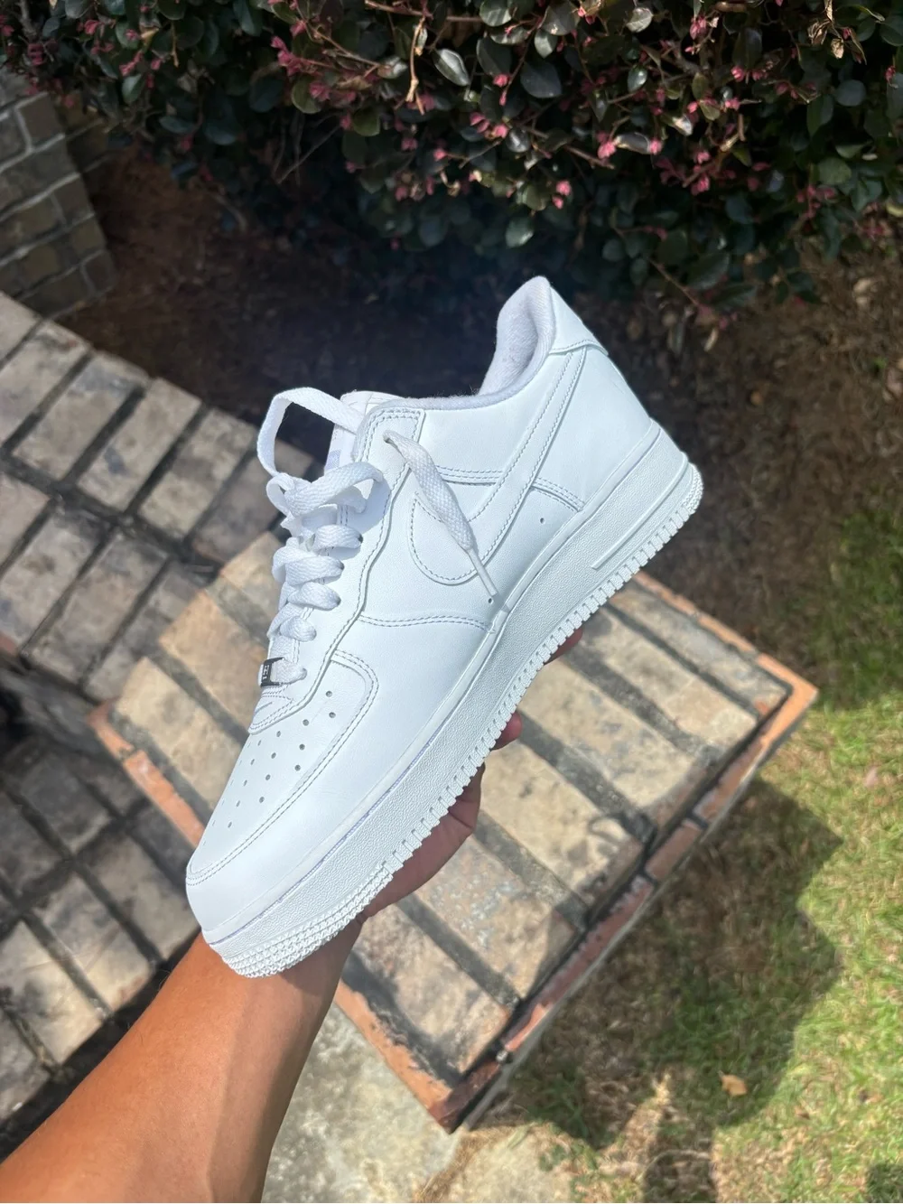 Nike White Low-Top Leather Sneaker with Red Supreme Box Logo